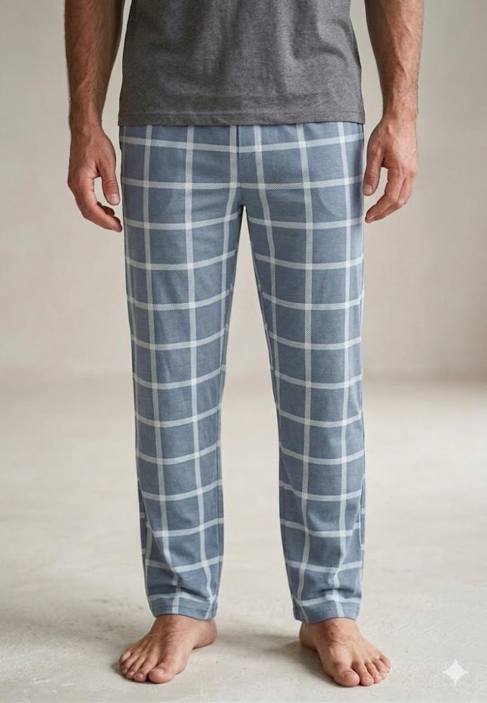 Pantaloni de Pijama ,Big Size ,Barbati,Culoare Gri inchis cu Crem,Engros